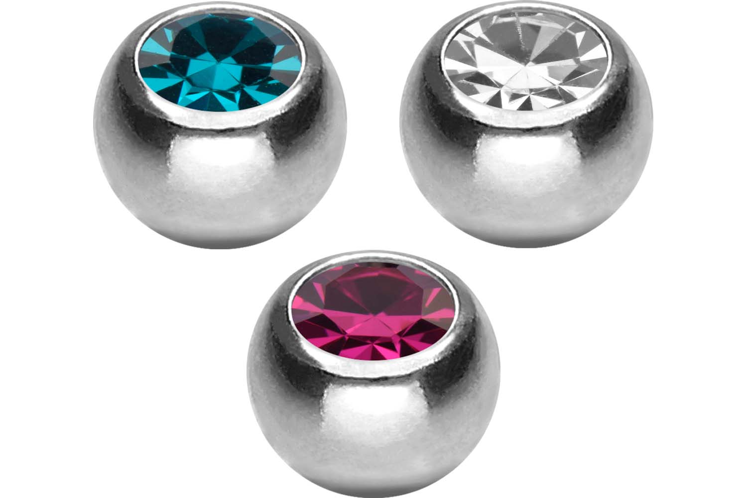 SET Titan Schraubkugel KRISTALL von Piercingline